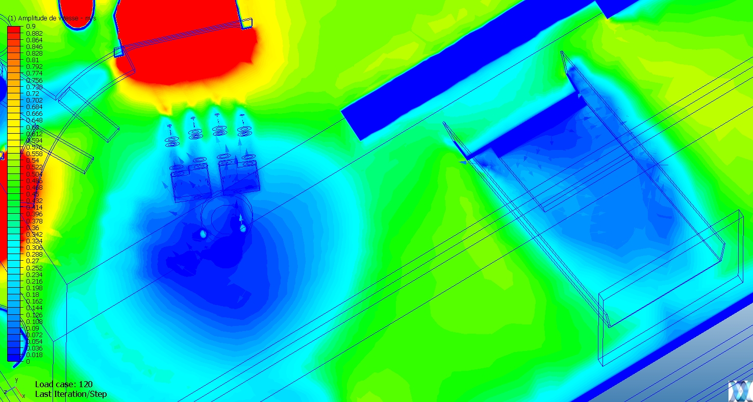 Simulation CFD détail des flux au niveau des ampoules