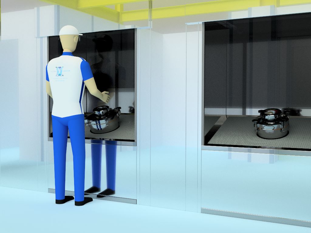 Travail sous flux laminaire pour protéger l'opérateur des produits CMR.